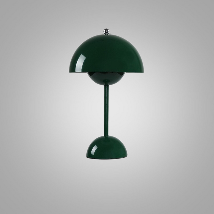 Stylish cordless lamp illuminating a modern bedside table with warm light