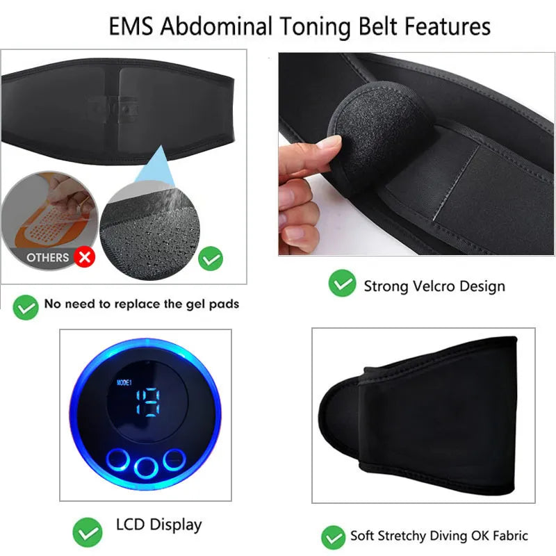 Fitness gadget muscle stimulator belt for effective home ab workouts