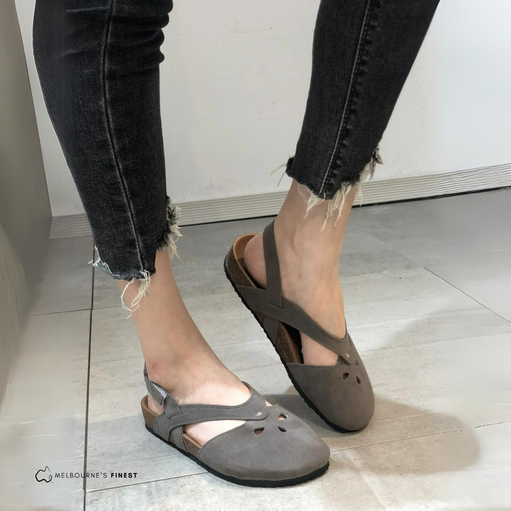 Side view of comfortable orthopedic sandals for women featuring cushioned sole