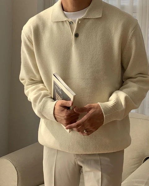 Davis | Men’s Button-Placket Knit Polo Sweater