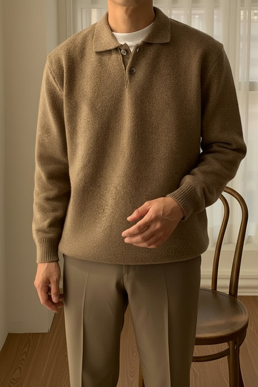 Davis | Men’s Button-Placket Knit Polo Sweater