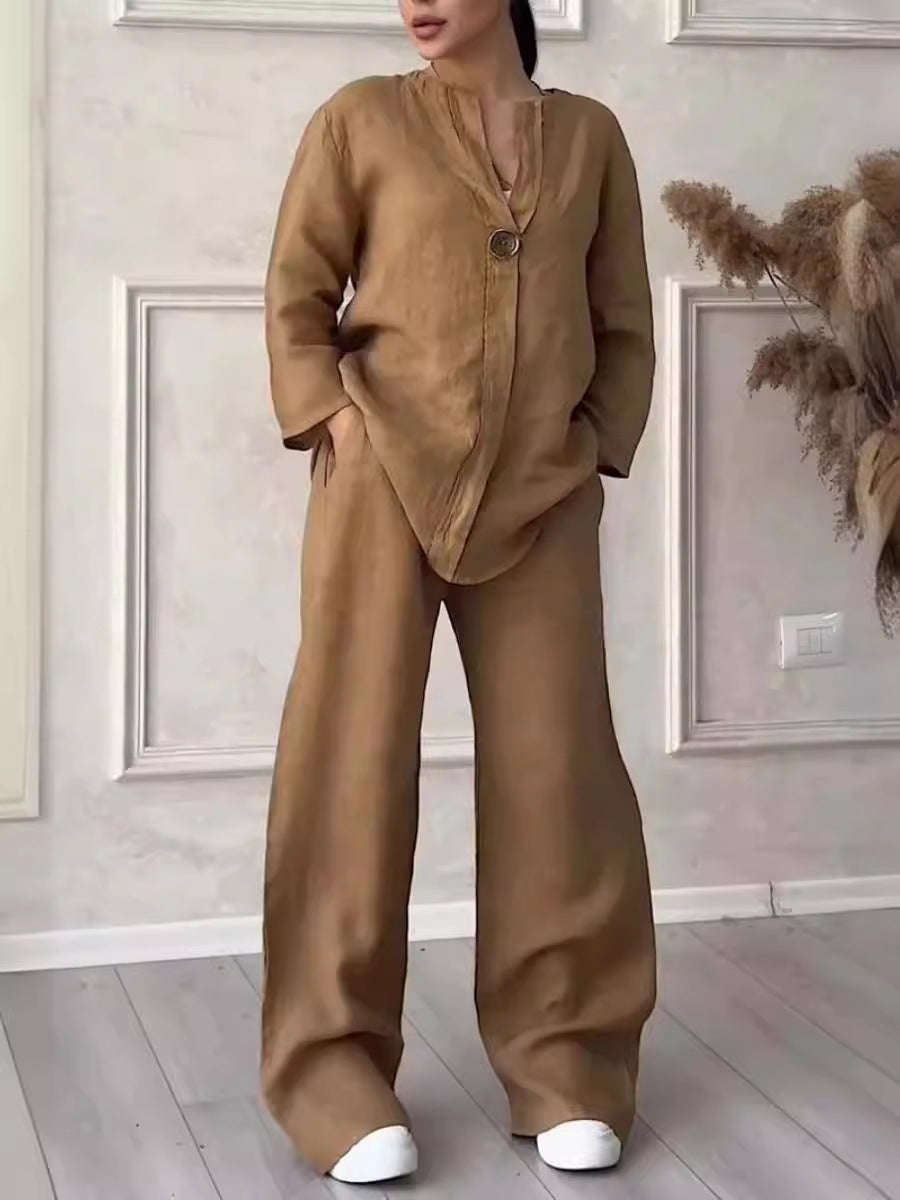 Soft fleece matching loungewear set for women in casual style