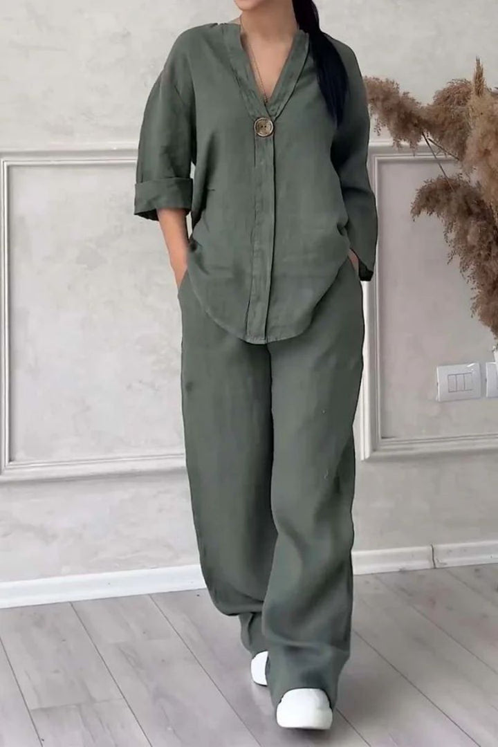 Close-up of fabric texture on women's comfort fit matching lounge set