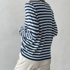 Vien | Women’s Striped Knit Long Sleeve Crew Neck Sweater