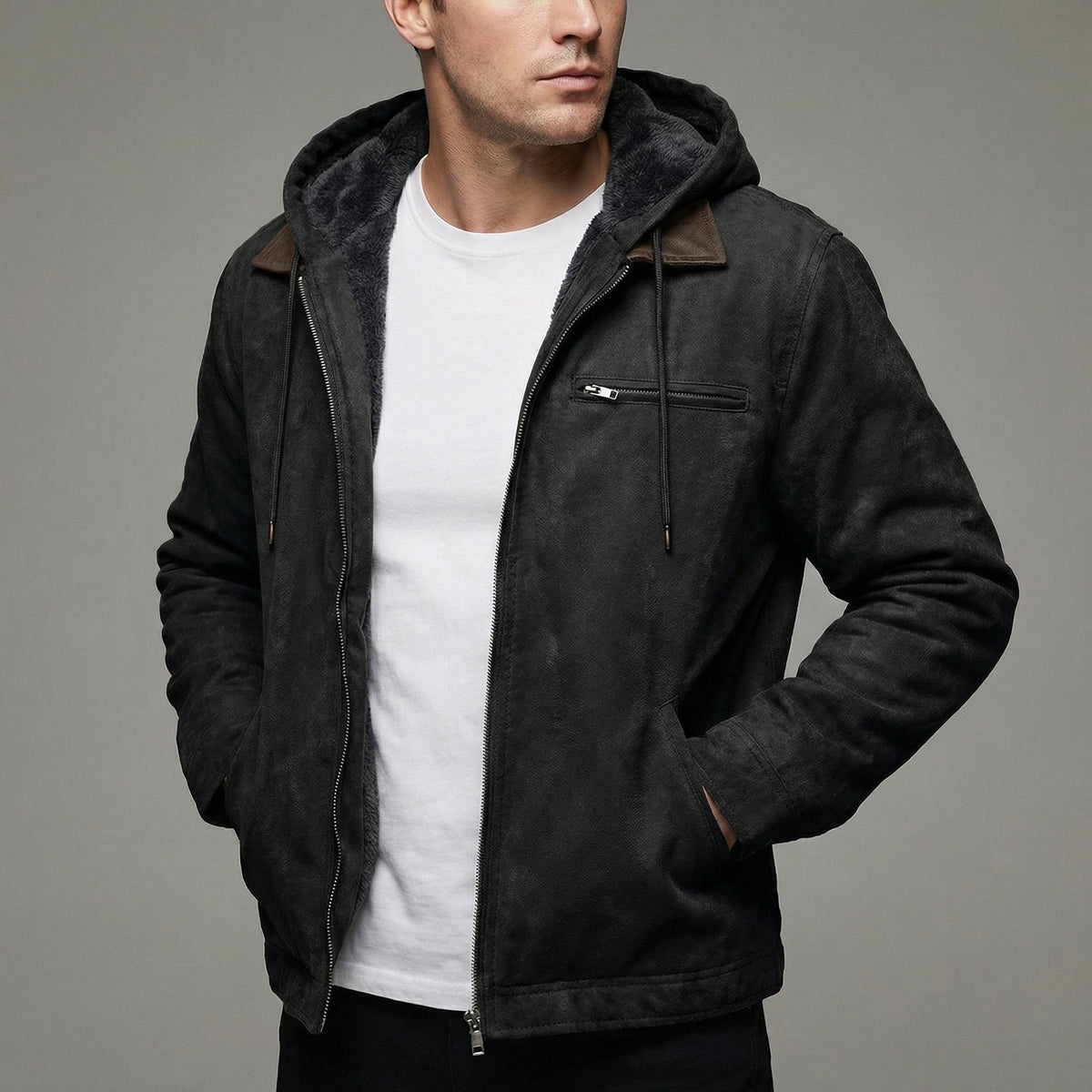 Wade | Men’s Suede-Effect Zip-Up Jacket