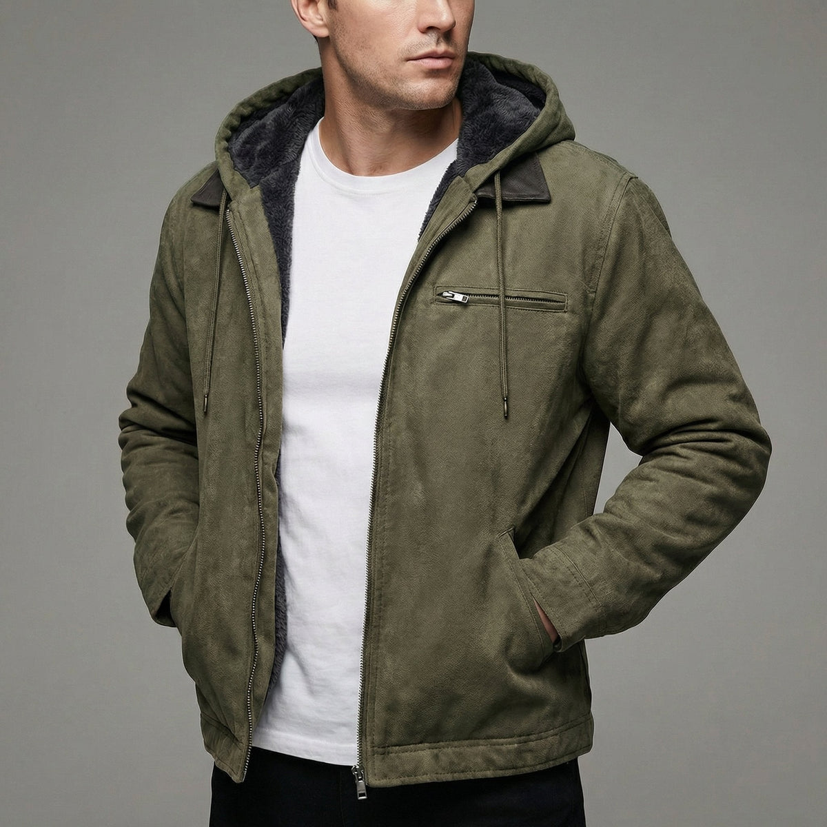 Wade | Men’s Suede-Effect Zip-Up Jacket