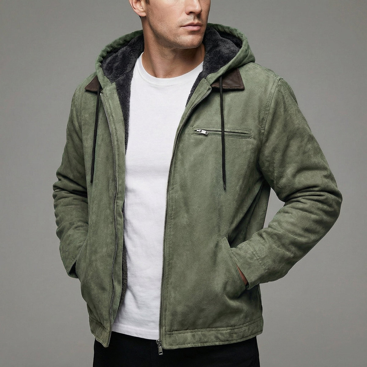 Wade | Men’s Suede-Effect Zip-Up Jacket