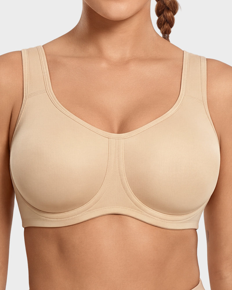 Breathable mesh panel detail on womens activewear sports bra
