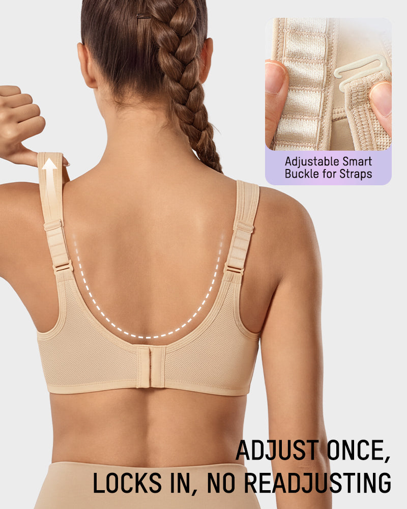 Plus size sports bra side profile showing outside-wire support