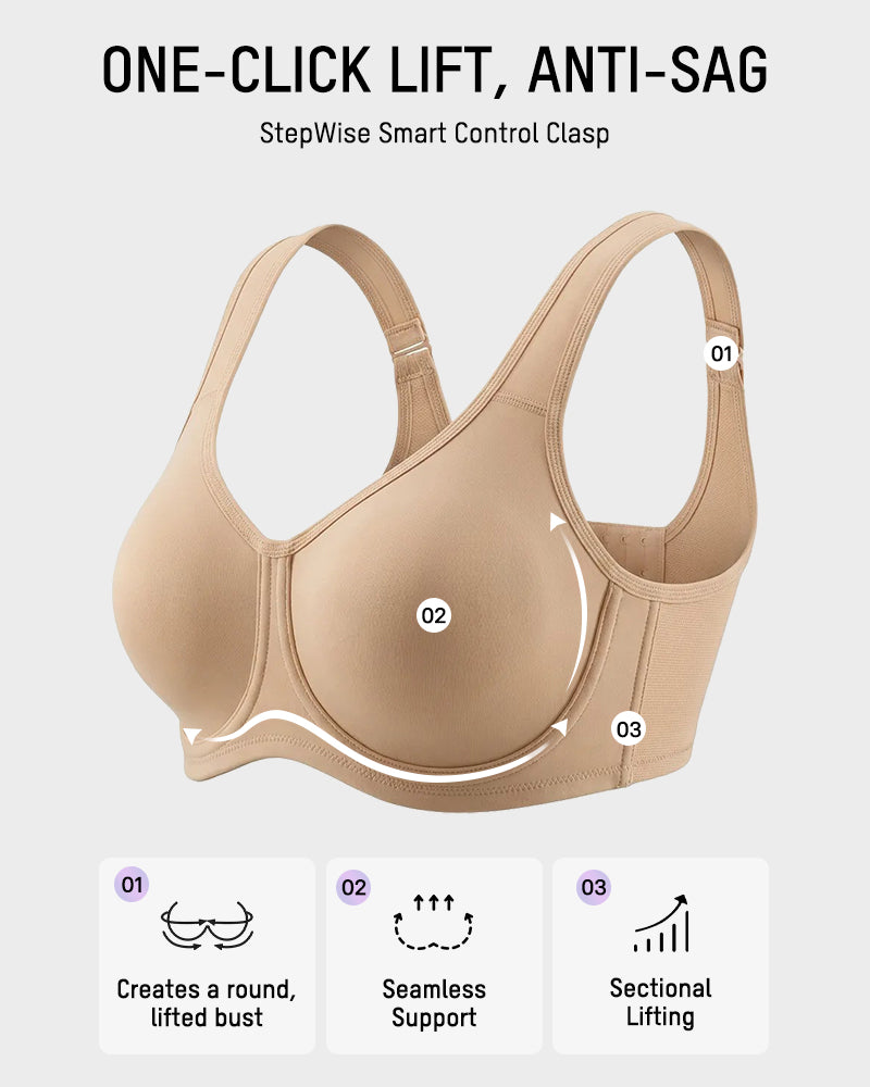 Workout bra back view with adjustable straps for fitness