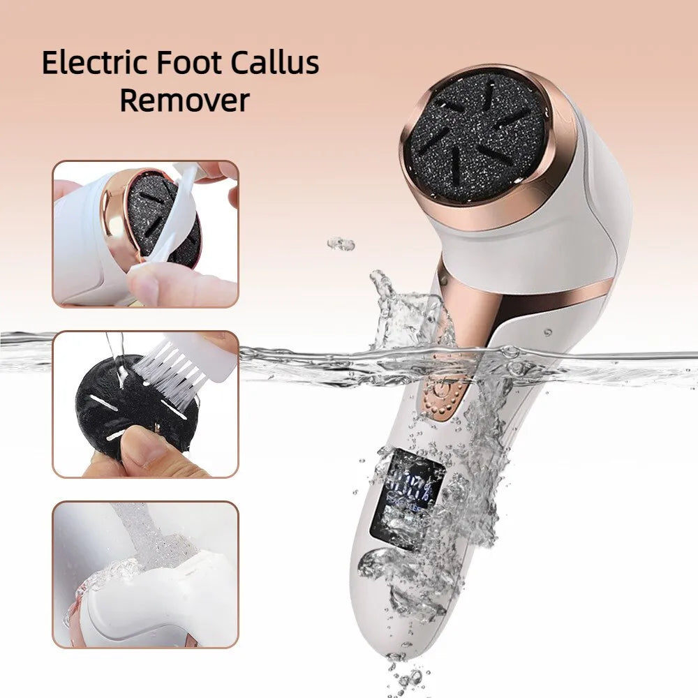 Electric foot callus remover device with water splash effect