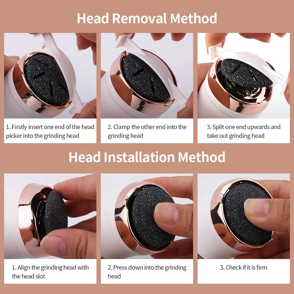 Rechargeable foot scrubber device on wooden surface for self care
