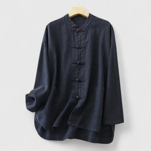 Men’s Mandarin Collar Button Up Shirt