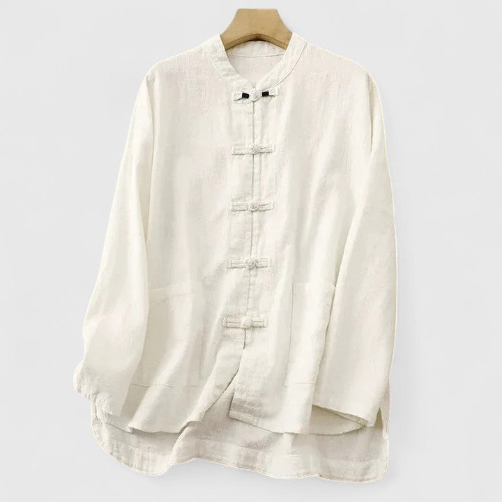 Men’s Mandarin Collar Button Up Shirt