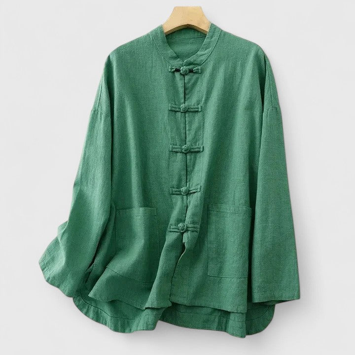 Men’s Mandarin Collar Button Up Shirt