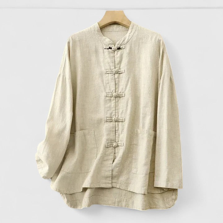 Men’s Mandarin Collar Button Up Shirt