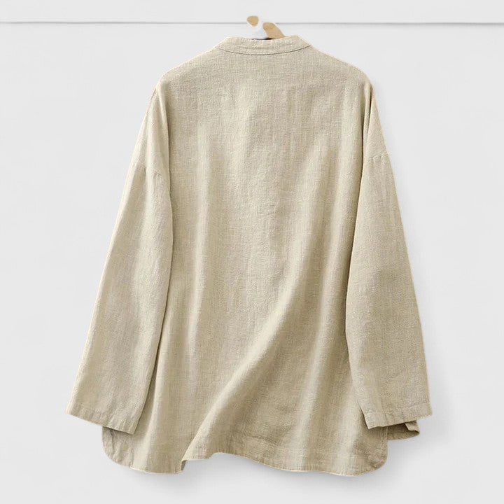Men’s Mandarin Collar Button Up Shirt
