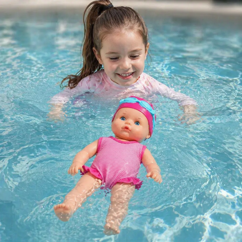 Floating swimming doll bath toy for kids with realistic motion