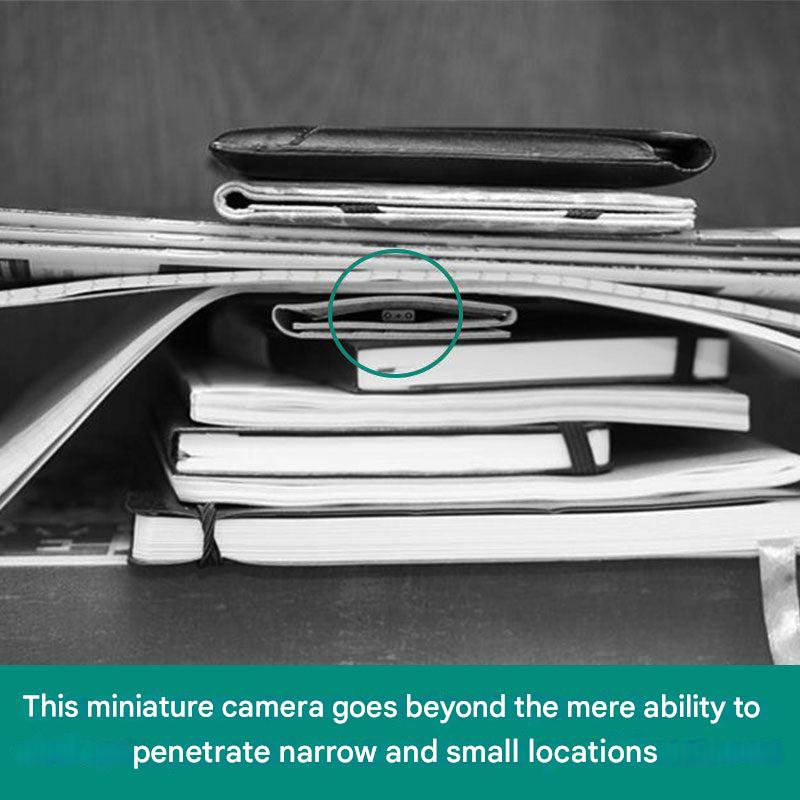 Micro wireless HD camera showing back mount and connection ports