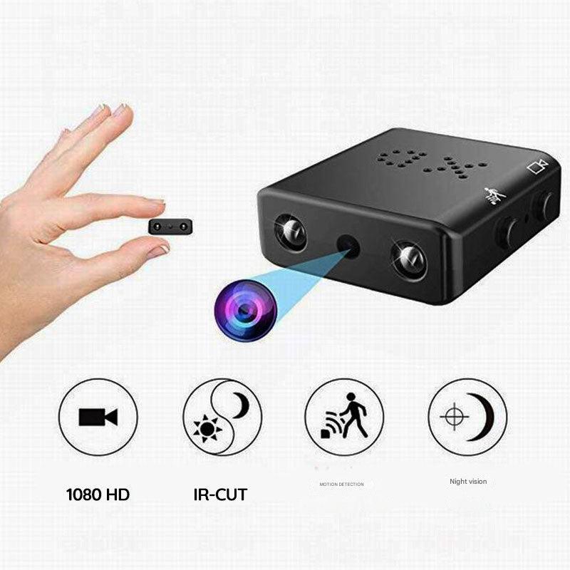 Mini surveillance camera angle view highlighting sleek black finish