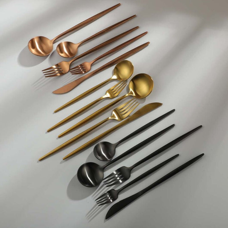 Luxury minimalist cutlery set enhancing modern kitchen and dining decor