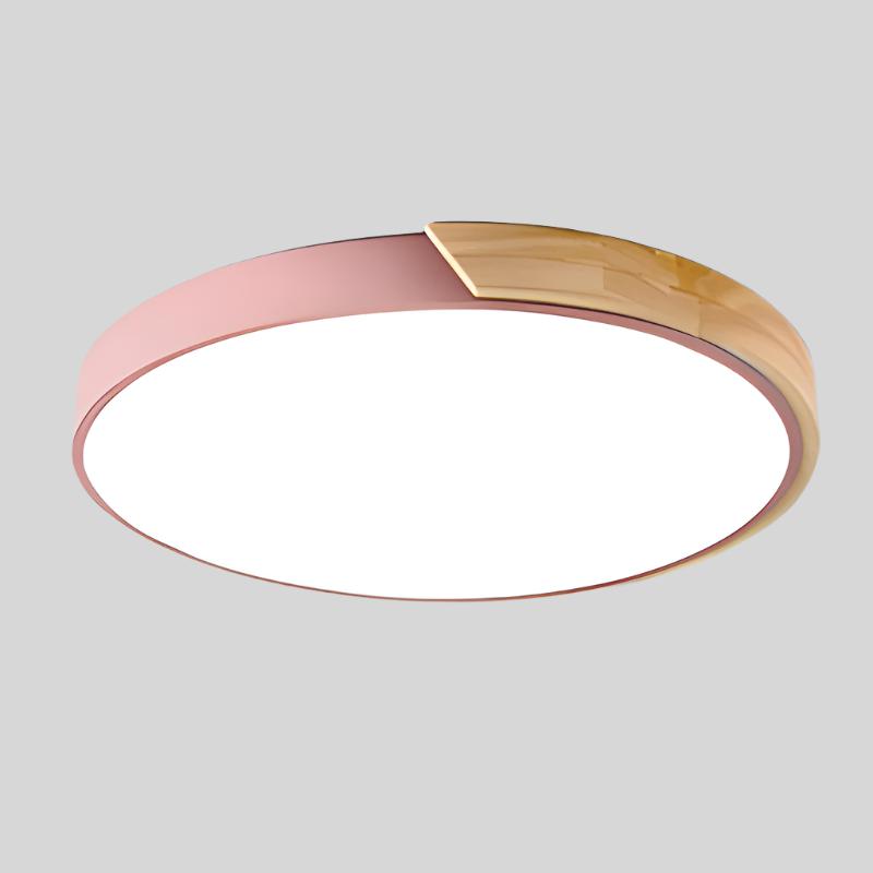 Simple and elegant round wooden ceiling lamp for hallway or kitchen