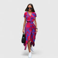 Women’s Floral Wrap Midi Dress