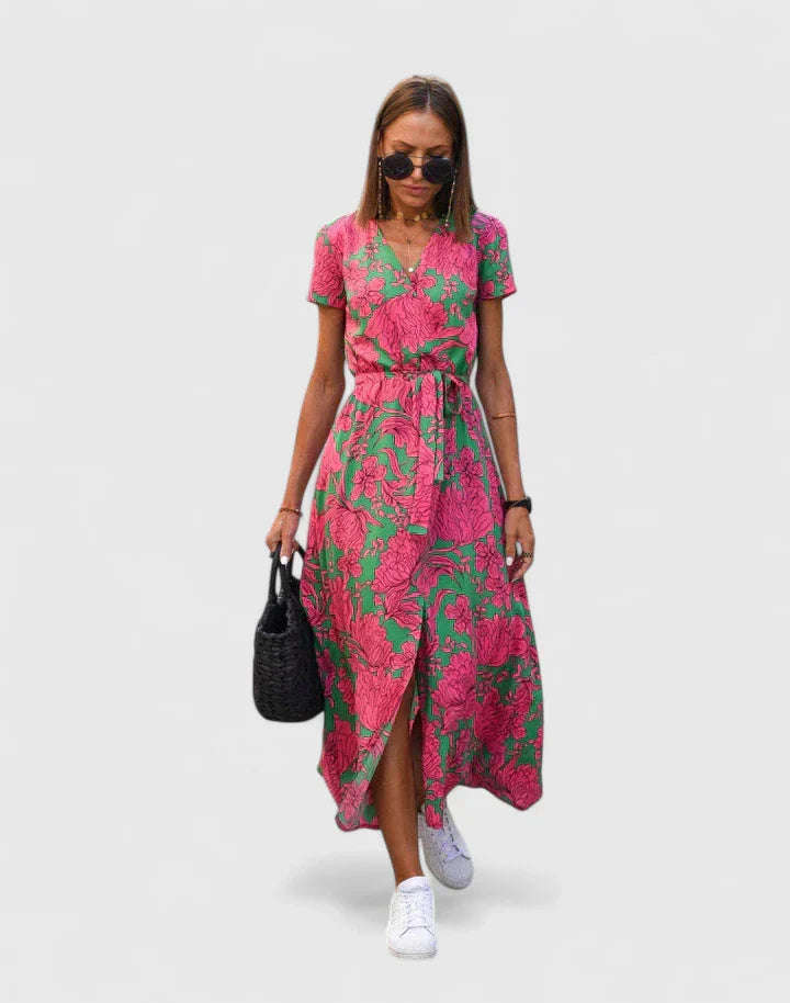 Women’s Floral Wrap Midi Dress