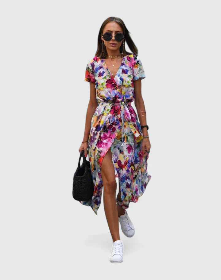 Women’s Floral Wrap Midi Dress