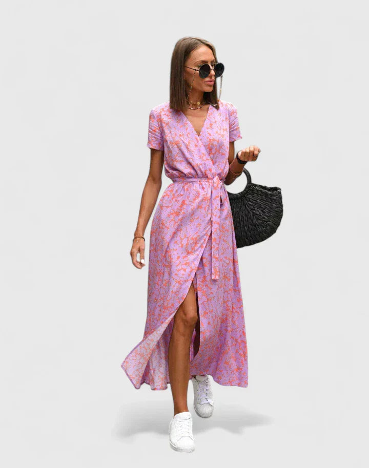 Women’s Floral Wrap Midi Dress