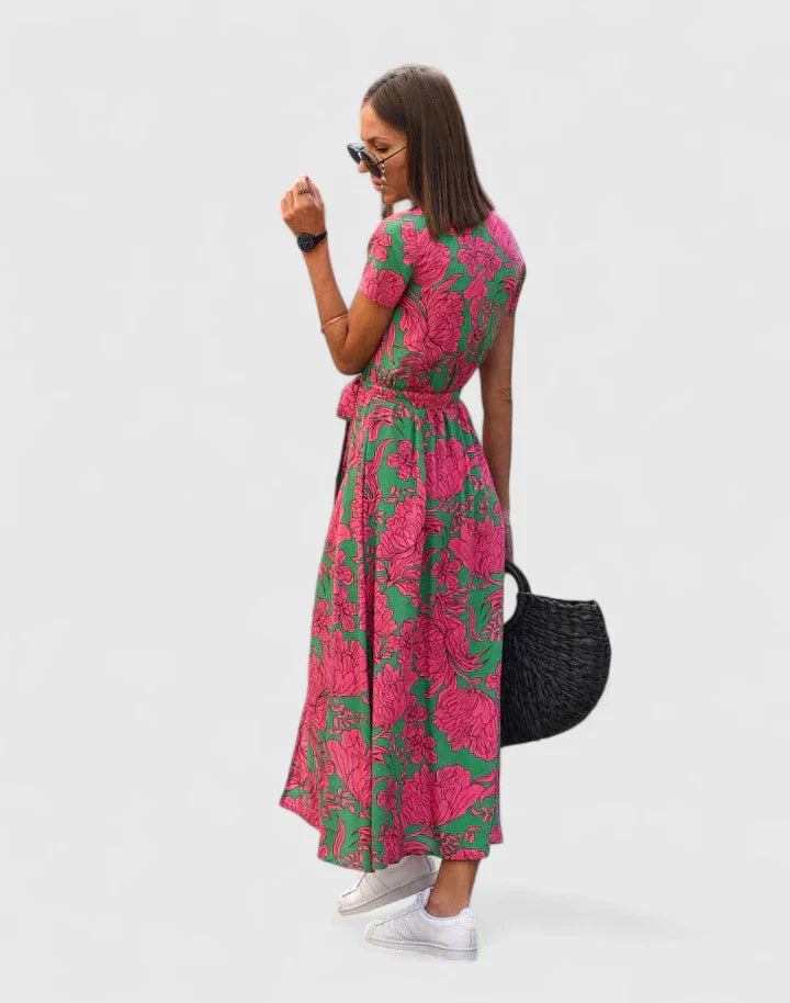 Women’s Floral Wrap Midi Dress