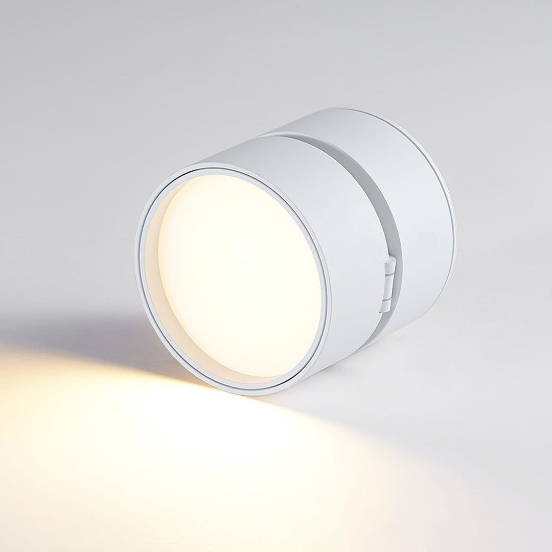 Minimalist ceiling spotlight viewed from a low angle