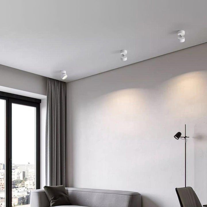 Pivoting interior spotlight showing flexible beam angle