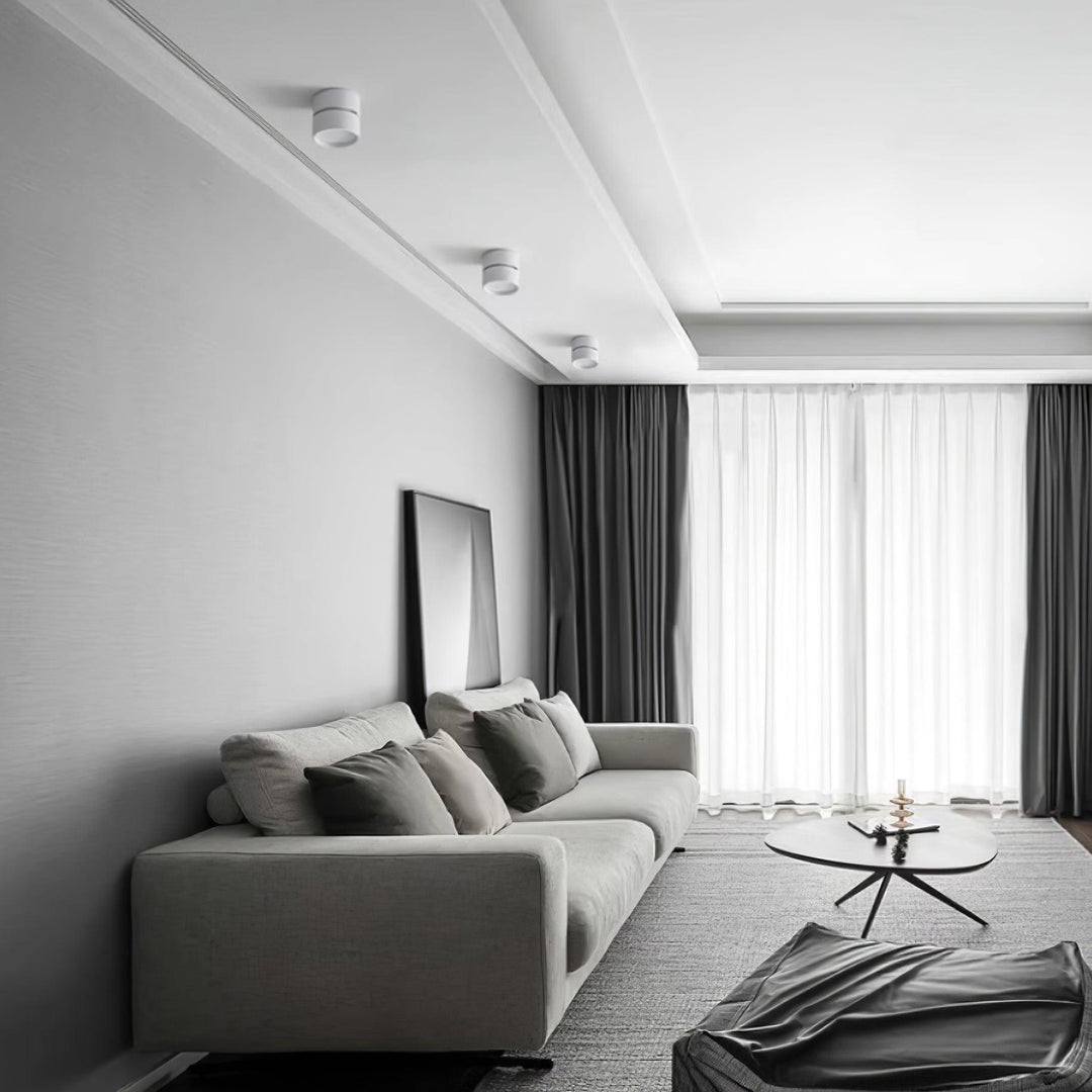 Close-up of adjustable ceiling light mechanics and joint