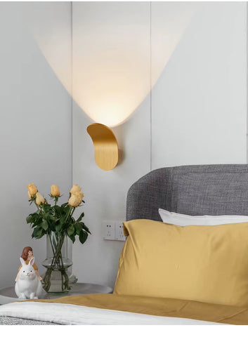 Energy efficient LED wall light fixture closeup view