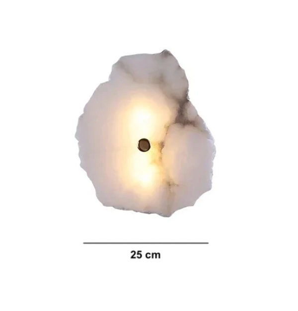 Minimalist modern lighting fixture mounted on a wall, highlighting alabaster texture