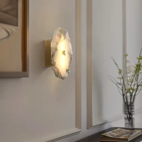 Side profile of the modern textured LED wall light showing slim architectural profile