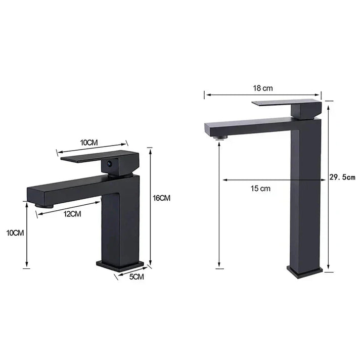 Angle view of the modern black faucet ideal for home improvement and basin upgrades