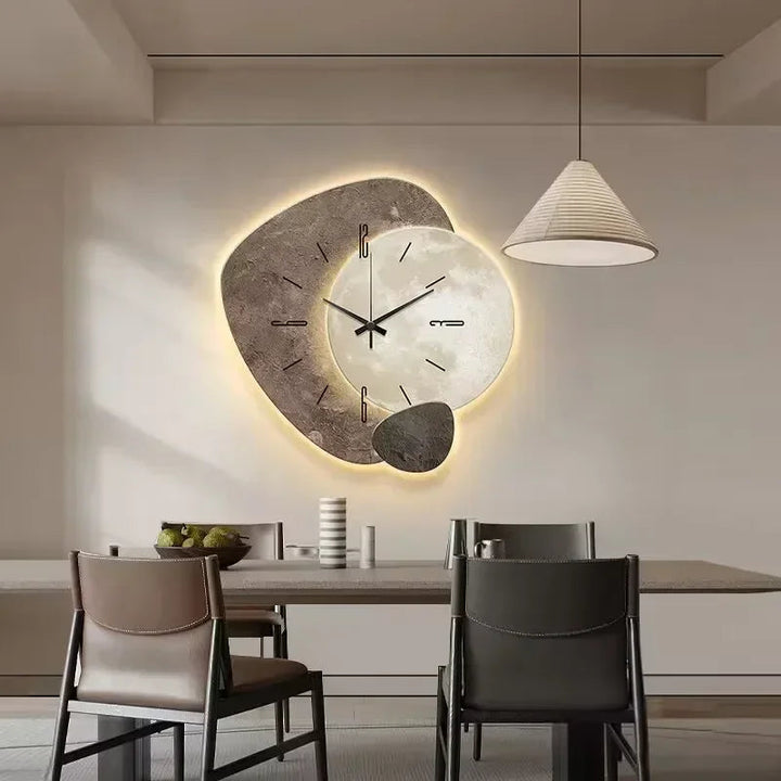 Stylish home accessory wall clock featuring integrated USB lighting function