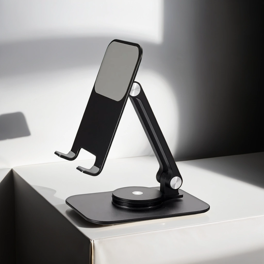 Close-up of gadget desktop mount supporting a smartphone securely