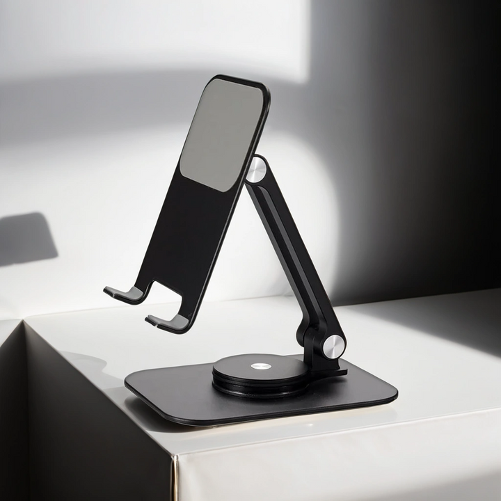 Close-up of gadget desktop mount supporting a smartphone securely