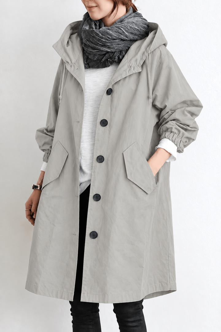 Interior lining and seam-sealed waterproof protection detail inside the womens hooded jacket.