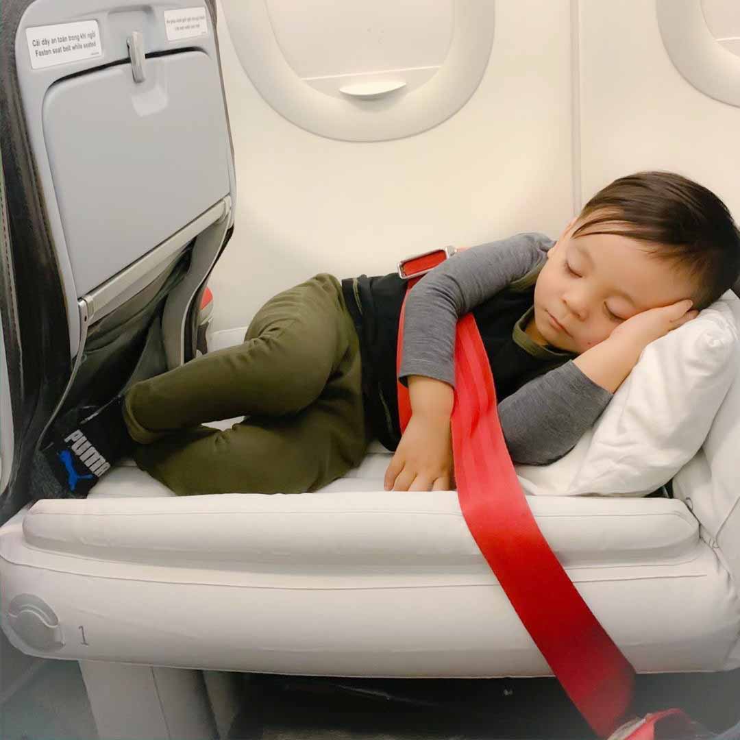 Road trip essential inflatable toddler travel mattress in SUV