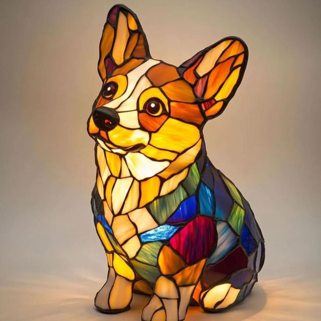 Charming dog design USB powered lamp resting on a nightstand