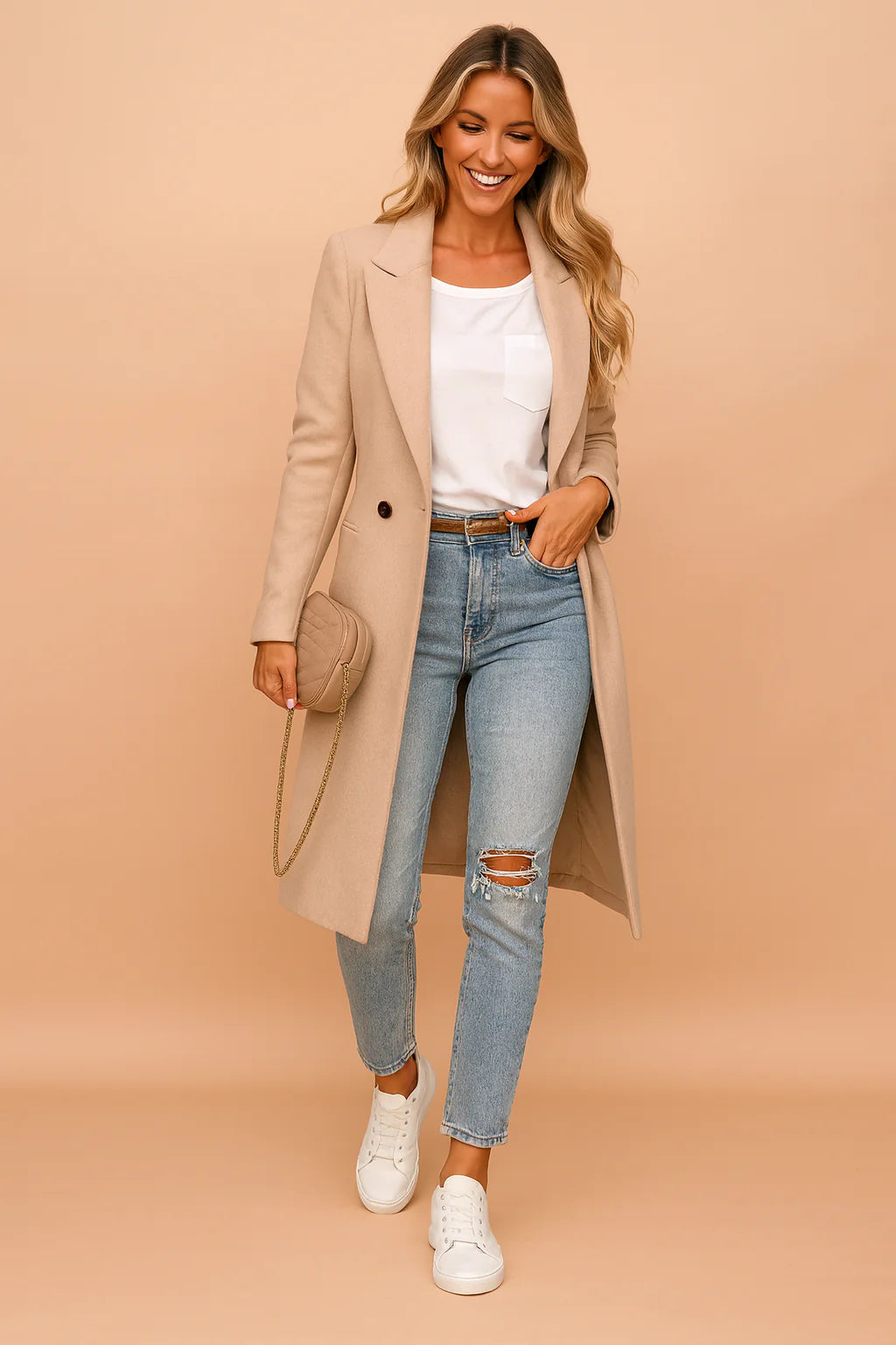 Virella | Women’s Classic Double Breasted Longline Coat