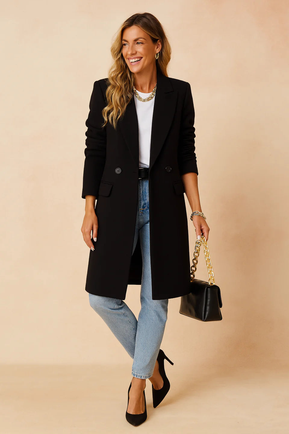 Virella | Women’s Classic Double Breasted Longline Coat