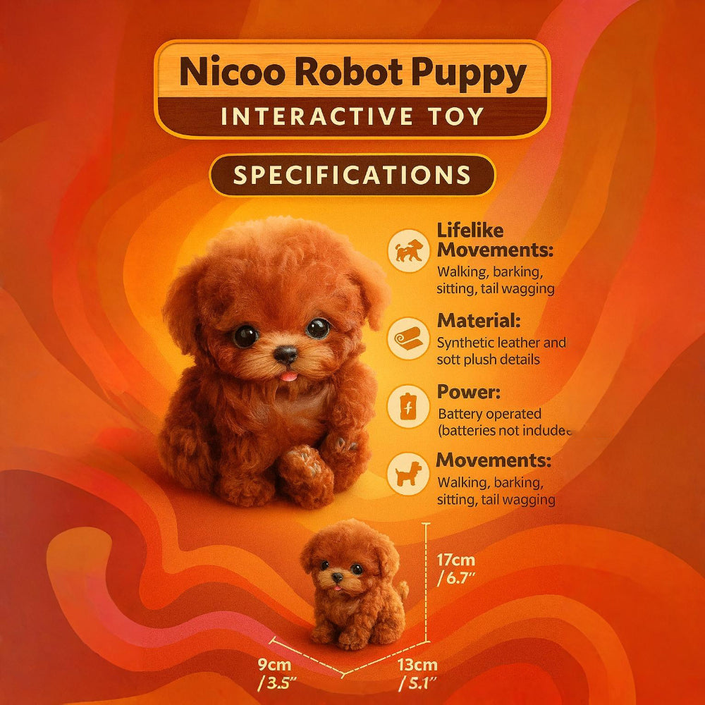Interactive electronic puppy toy sitting and waiting to play