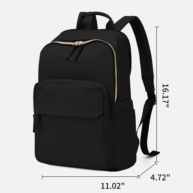 Lifestyle shot of woman wearing the stylish travel daypack outdoors