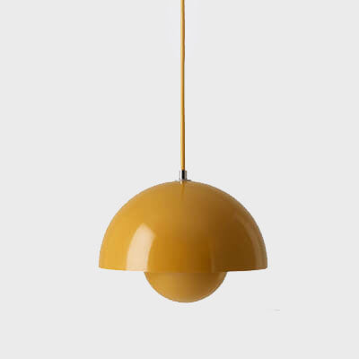 Pendant light turned on in a dimly lit room displaying ambient illumination patterns