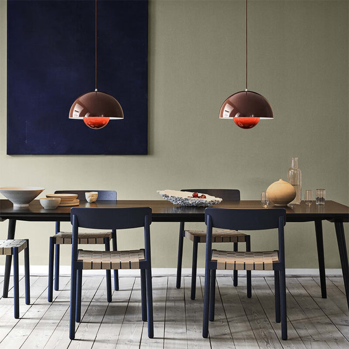 Kitchen lighting showcasing the white interior dome of the pendant lamp casting warm light